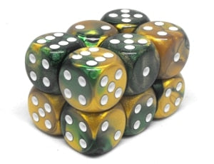 Gemini™ 16mm d6Gold-Green w/white Dice Block™ image 0